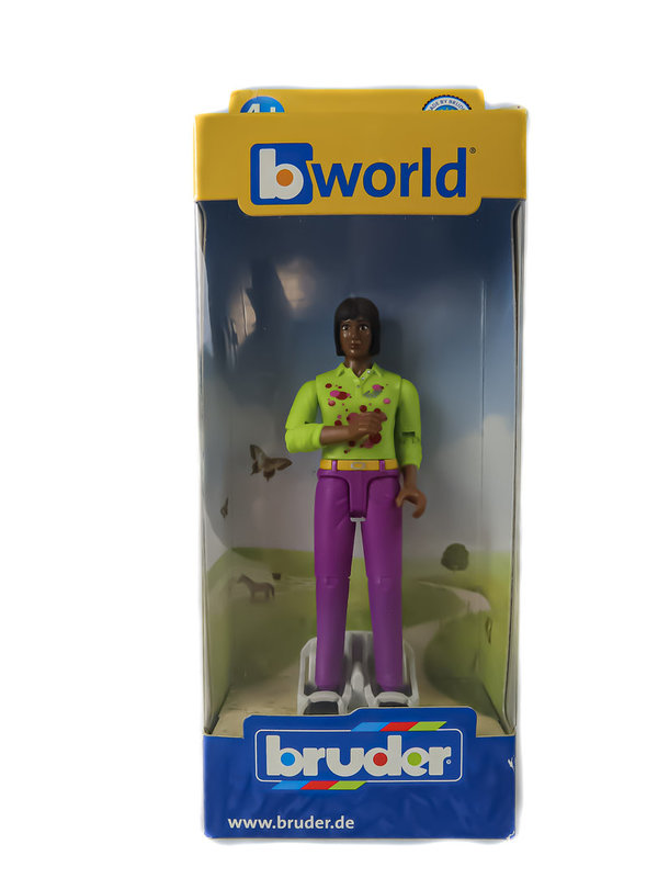 Bruder 60403 - Minifigur-bworld Frau mit mittlerem Hauttyp und lila Hose