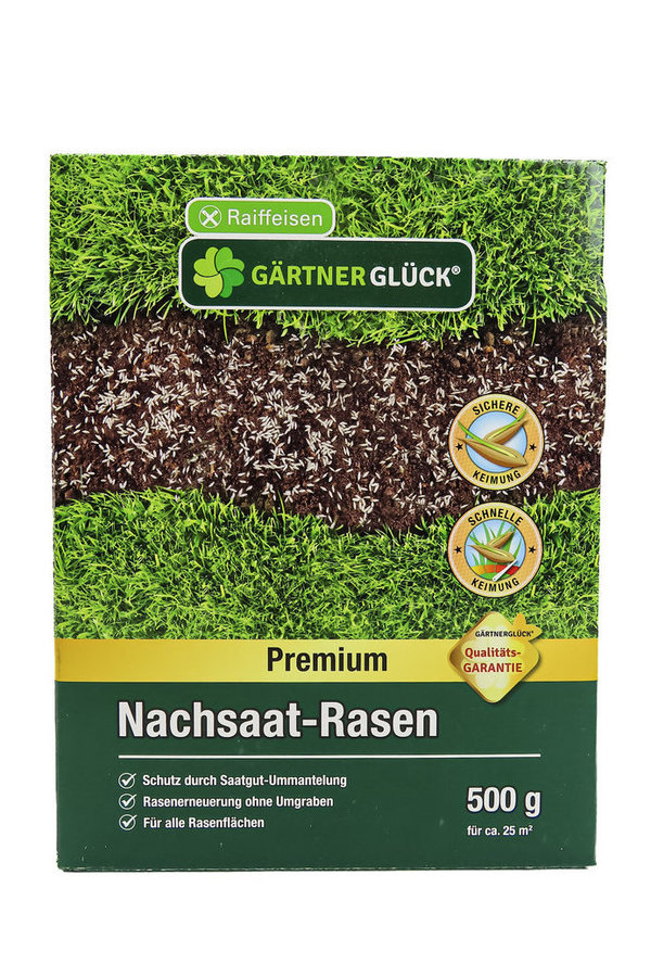 Raiffeisen Gärtnerglück Premium Nachsaat-Rasen 500g