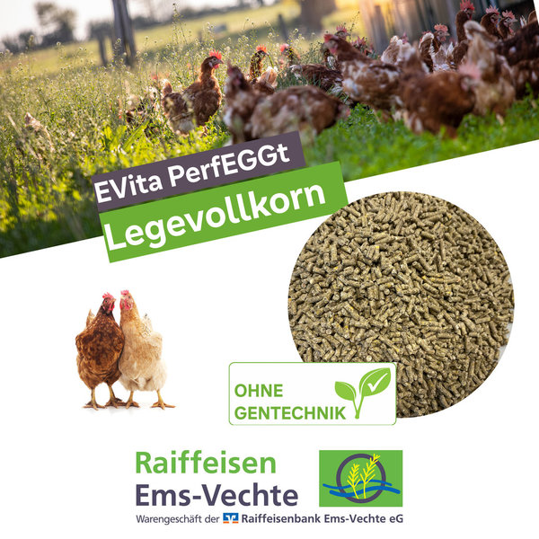 EVita PerfEGGt Legevollkorn Hühnerfutter Futterpellets für Geflügel Alleinfutter ohne Gentechnik